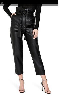 Bardot Debbie Textured Faux Black Leather Pants XS 4 High Waist Ankle